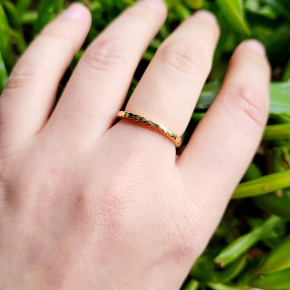 New Gold Textured Ring Band, sz 5.75 - Picture 2 of 7